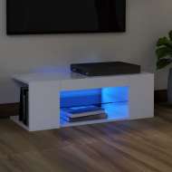 vidaXL TV skrinka s LED svetlami lesklá biela 90x39x30 cm - cena, srovnání