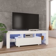 vidaXL TV skrinka s LED svetlami, vysoký lesk, biela 130x35x45 cm - cena, srovnání