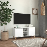 vidaXL TV skrinka s nožičkami z masívneho dreva biela 103,5x35x50 cm - cena, srovnání