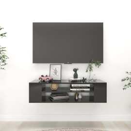 vidaXL Závesná TV skrinka lesklá čierna 100x30x26,5 cm drevotrieska