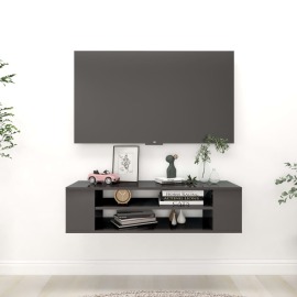 vidaXL Závesná TV skrinka lesklá sivá 100x30x26,5 cm drevotrieska