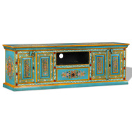 vidaXL Modrý TV stolík z mangového dreva, ručne maľovaný - cena, srovnání