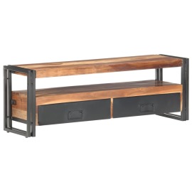 vidaXL TV stolík 120x30x40 cm masívne drevo so sheeshamovým zakončením
