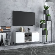 vidaXL TV stolík nohy z kovu lesklý biely 103,5x35x50 cm - cena, srovnání