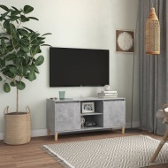 vidaXL TV stolík nohy z masívneho dreva betónové sivé 103,5x35x50cm - cena, srovnání