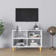 vidaXL TV stolík nohy z masívneho dreva biely 69,5x30x50 cm - cena, srovnání