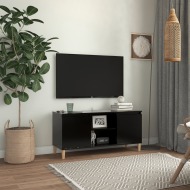 vidaXL TV stolík nohy z masívneho dreva čierny 103,5x35x50cm - cena, srovnání