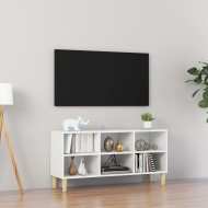 vidaXL TV stolík nohy z masívneho dreva lesklý biely 103,5x30x50 cm - cena, srovnání