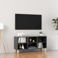 vidaXL TV stolík nohy z masívneho dreva lesklý sivý 103,5x30x50 cm - cena, srovnání