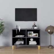 vidaXL TV stolík nohy z masívneho dreva lesklý sivý 69,5x30x50 cm - cena, srovnání