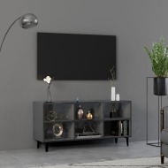 vidaXL TV stolík s kovovými nožičkami lesklý sivý 103,5x30x50 cm - cena, srovnání