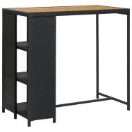 vidaXL Barový stolík s úložným regálom čierny 120x60x110 cm polyratan - cena, srovnání