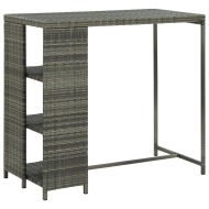vidaXL Barový stolík s úložným regálom sivý 120x60x110 cm polyratan - cena, srovnání