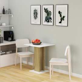 vidaXL Bistro stôl biely a dub sonoma 60x60x75 cm drevotrieska