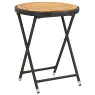 vidaXL Čajový stolík, čierny 60 cm, polyratan, akáciový masív - cena, srovnání
