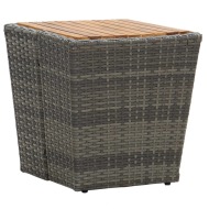 vidaXL Čajový stolík, sivý 41,5x41,5x43 cm, polyratan, akáciový masív - cena, srovnání