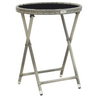 vidaXL Čajový stolík, sivý 60 cm, polyratan, tvrdené sklo - cena, srovnání
