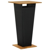 vidaXL Barový stôl čierny 60x60x110 cm polyratan a akáciový masív - cena, srovnání