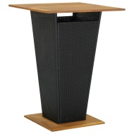 vidaXL Barový stôl čierny 80x80x110 cm polyratan a akáciový masív - cena, srovnání