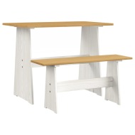 vidaXL Jedálenský stôl s lavicou medovohnedý a biely masívne borovicové drevo - cena, srovnání
