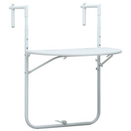 vidaXL Visiaci balkónový stolík biely 60x64x83,5 cm plastový s ratanovým vzhľadom
