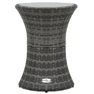 vidaXL Záhradný bočný stolík v tvare bubna šedý polyratanový - cena, srovnání