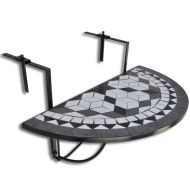 vidaXL Závesný stolík na balkón, čierno biely, mozaikový - cena, srovnání