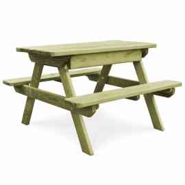 vidaXL Piknikový stôl s lavicami 90x90x58cm, impregnovaná borovica