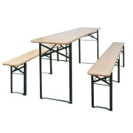 vidaXL Skladací pivný stôl s 2 lavicami 220 cm, jedľové drevo - cena, srovnání