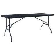 vidaXL Skladací záhradný stôl, čierny 180x75x72cm,HDPE imitácia ratanu - cena, srovnání