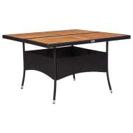 vidaXL Vonkajší jedálenský stôl čierny polyratan a masívne akáciové drevo - cena, srovnání