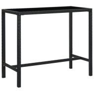 vidaXL Záhradný barový stôl čierny 130x60x110 cm polyratan a sklo - cena, srovnání