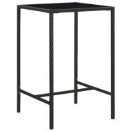 vidaXL Záhradný barový stôl čierny 70x70x110 cm polyratan a sklo - cena, srovnání