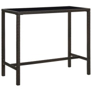 vidaXL Záhradný barový stôl hnedý 130x60x110 cm polyratan a sklo - cena, srovnání