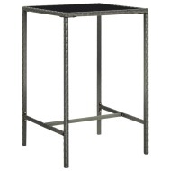 vidaXL Záhradný barový stôl sivý 70x70x110 cm polyratan a sklo - cena, srovnání