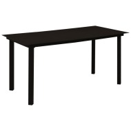 vidaXL Záhradný jedálenský stôl čierny 150x80x74 cm oceľ a sklo - cena, srovnání