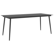 vidaXL Záhradný jedálenský stôl čierny 190x90x74 cm oceľ a sklo - cena, srovnání
