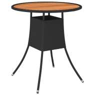 vidaXL Záhradný jedálenský stôl čierny Ø 7 cm polyratan a akáciový masív - cena, srovnání