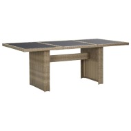 vidaXL Záhradný jedálenský stôl hnedý 200x100x74 cm sklo a polyratan - cena, srovnání