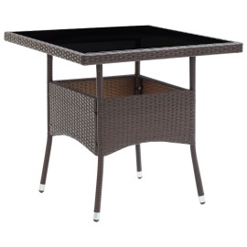 vidaXL Záhradný jedálenský stôl hnedý polyratanový
