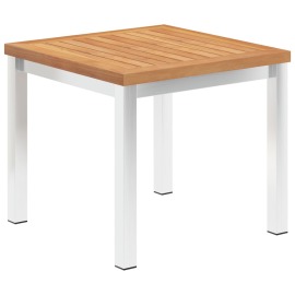 vidaXL Záhradný príručný stôl 45x45x38 cm teakový masív a nehrdzavejúca oceľ