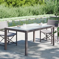 vidaXL Záhradný stôl 150x90x75 cm tvrdené sklo a polyratan hnedý - cena, srovnání