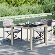 vidaXL Záhradný stôl 90x90x75 cm tvrdené sklo a polyratan béžový - cena, srovnání