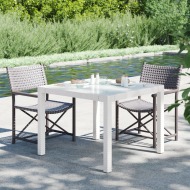 vidaXL Záhradný stôl 90x90x75 cm tvrdené sklo a polyratan biely - cena, srovnání