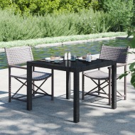 vidaXL Záhradný stôl 90x90x75 cm tvrdené sklo a polyratan čierny - cena, srovnání