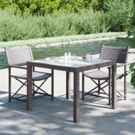 vidaXL Záhradný stôl 90x90x75 cm tvrdené sklo a polyratan hnedý - cena, srovnání