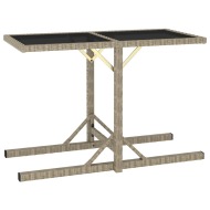 vidaXL Záhradný stôl, béžový 110x53x72 cm, sklo a polyratan - cena, srovnání