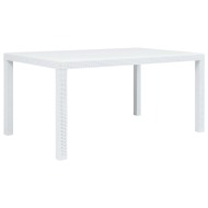 vidaXL Záhradný stôl biely 150x90x72 cm plastový s ratanovým vzhľadom - cena, srovnání