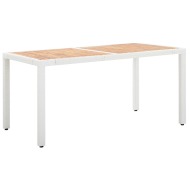 vidaXL Záhradný stôl biely 150x90x75 cm polyratan a akáciový masív - cena, srovnání