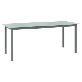 vidaXL Záhradný stôl bledosivý 190x90x74 cm hliník a sklo